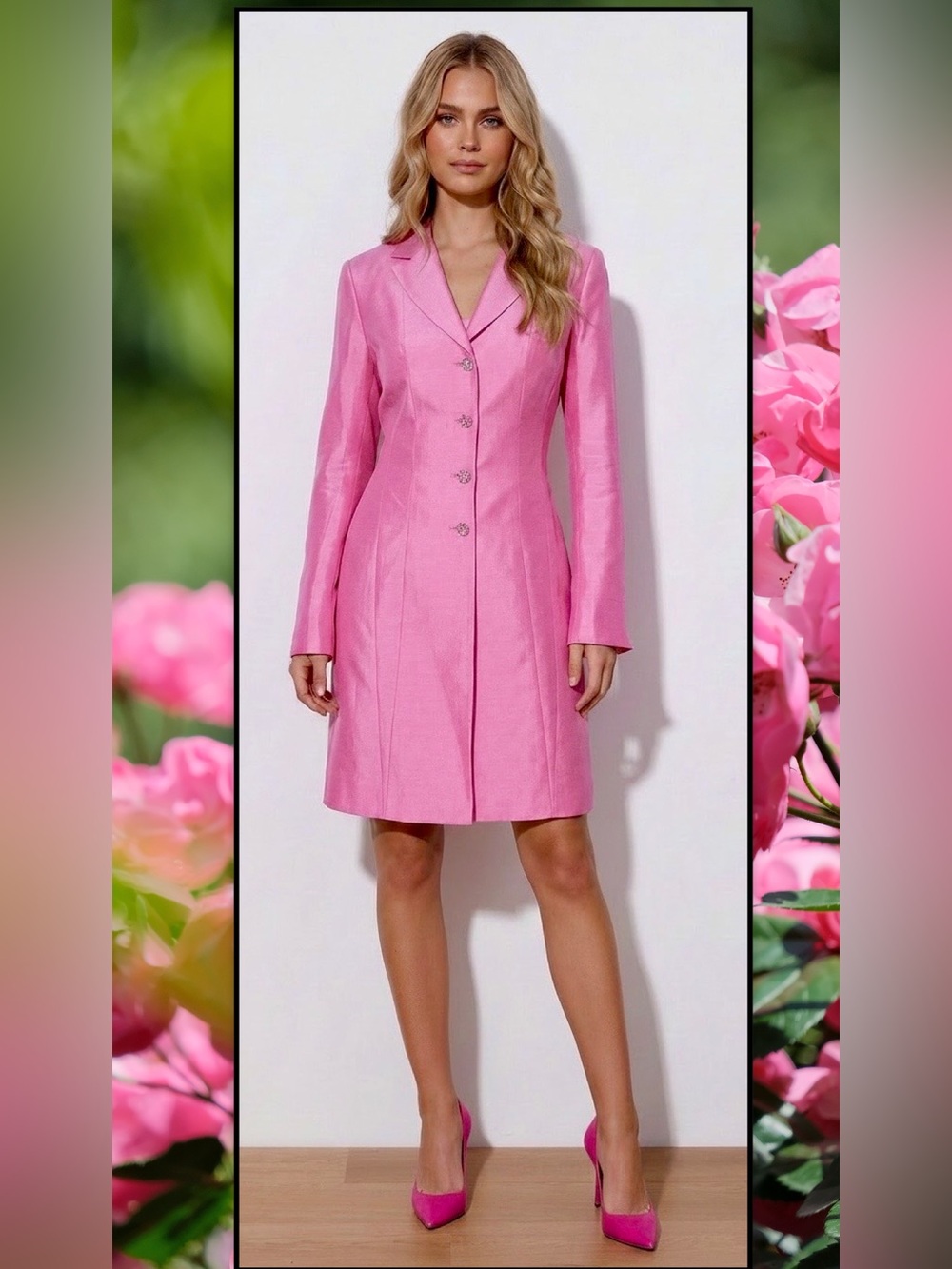 MELINDA ENG 2pc Pink Silk Long Jacket Strapless Dress Size 8 New Beautiful